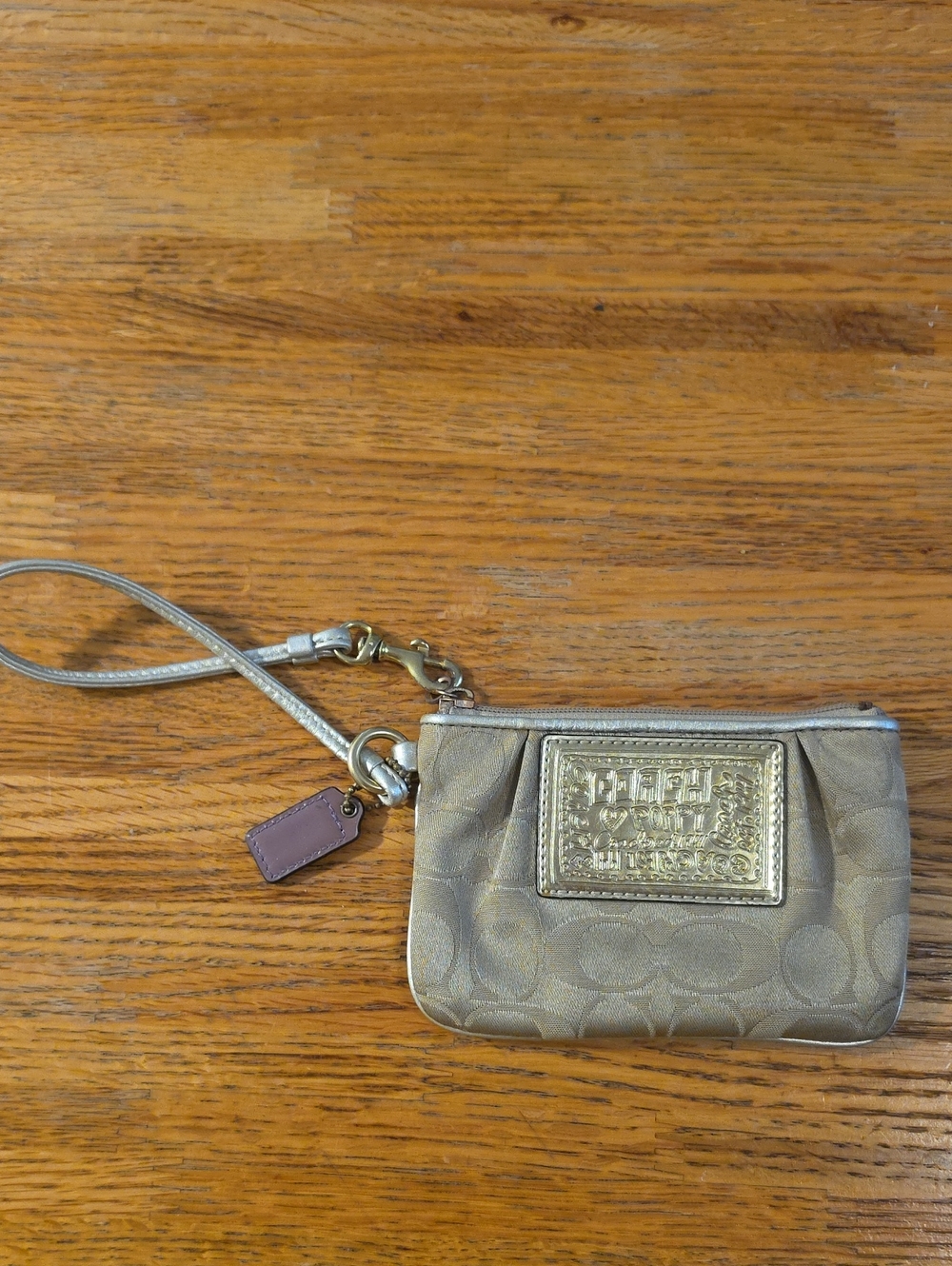 Coach Metallic Signature Wristlet - Champagne Gold
